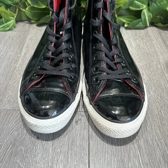 Converse All Star Chuck Taylor Hi Top Shoes Size 12 Black Patent Leather 111131
