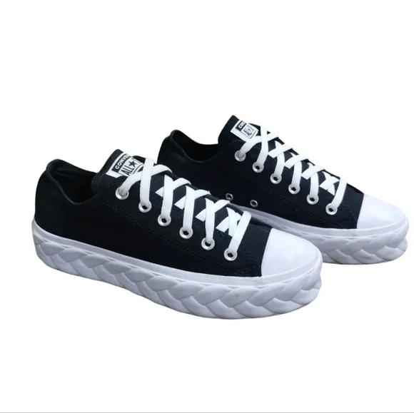 Converse All Star Women's Low 'Runway Cable Braided Lift Platform Chunky Size 9