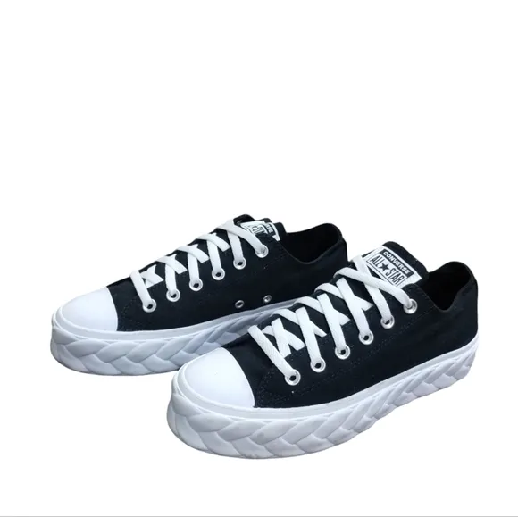 Converse All Star Women's Low 'Runway Cable Braided Lift Platform Chunky Size 9