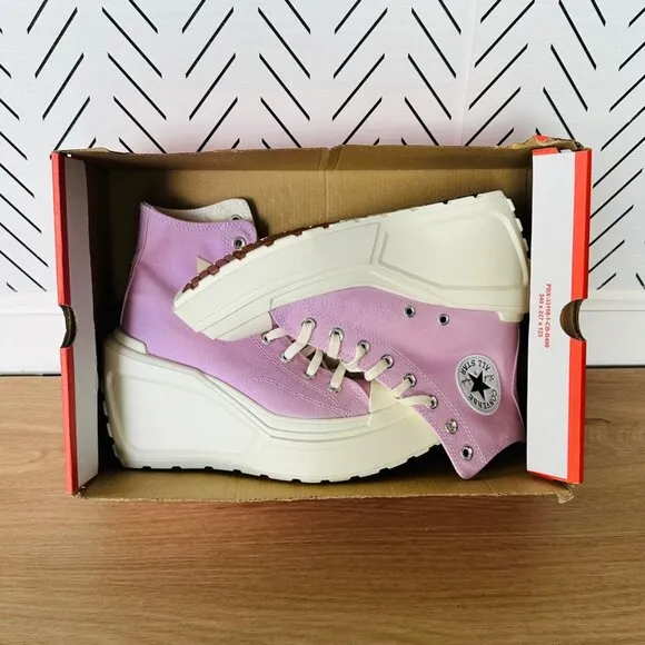 ⭐Converse Chuck 70 De Luxe Wedge Platform Hi Shoes Sz 8 A07584C Purple Pink 4&quot;