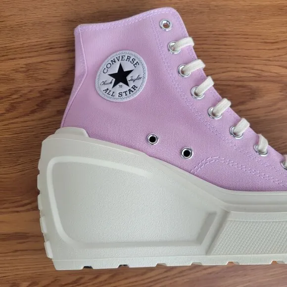 ⭐Converse Chuck 70 De Luxe Wedge Platform Hi Shoes Sz 8 A07584C Purple Pink 4&quot;