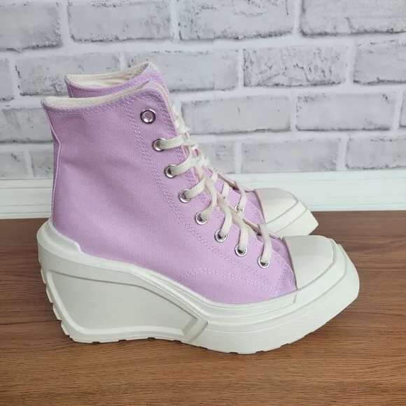 ⭐Converse Chuck 70 De Luxe Wedge Platform Hi Shoes Sz 8 A07584C Purple Pink 4&quot;