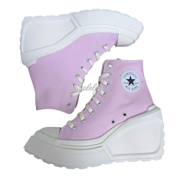Converse Chuck 70 De Luxe Wedge Platform Stardust Lilac Pink Womens 5 New In Box