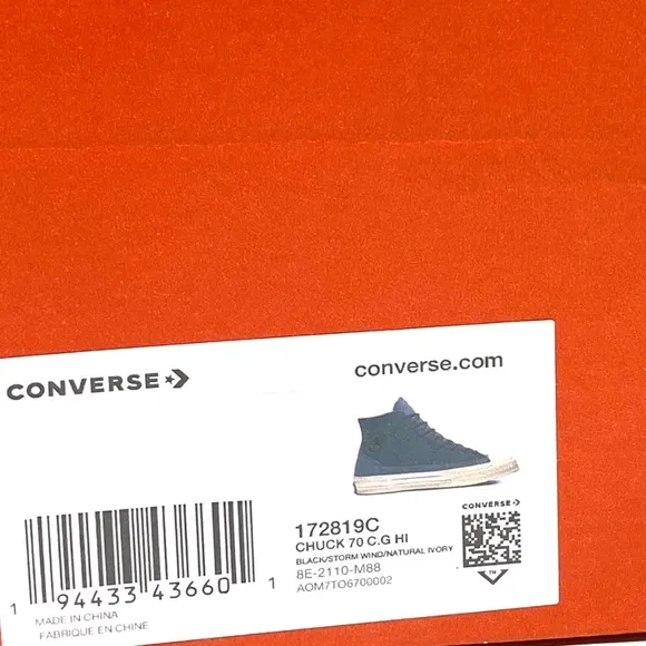 Converse Chuck 70 High Casual Shoes Black Storm Canvas Men Size Sneakers 172819C