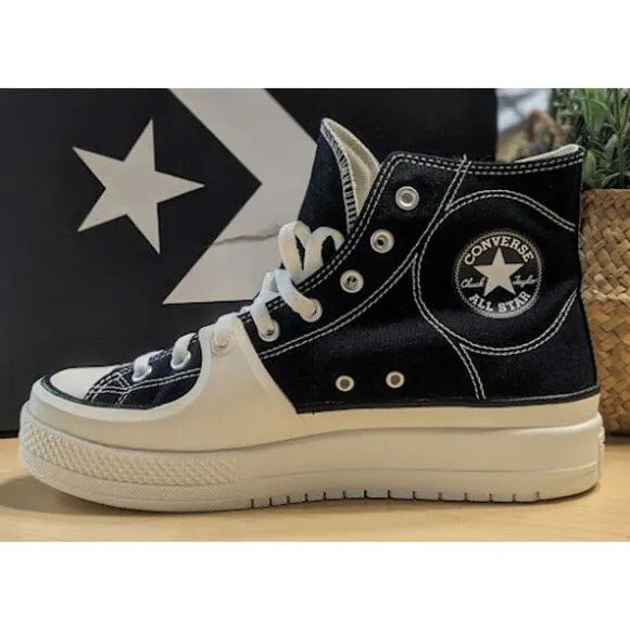 Converse Chuck Taylor All Star Construct Black &amp; White High Top Shoes M10 NIB
