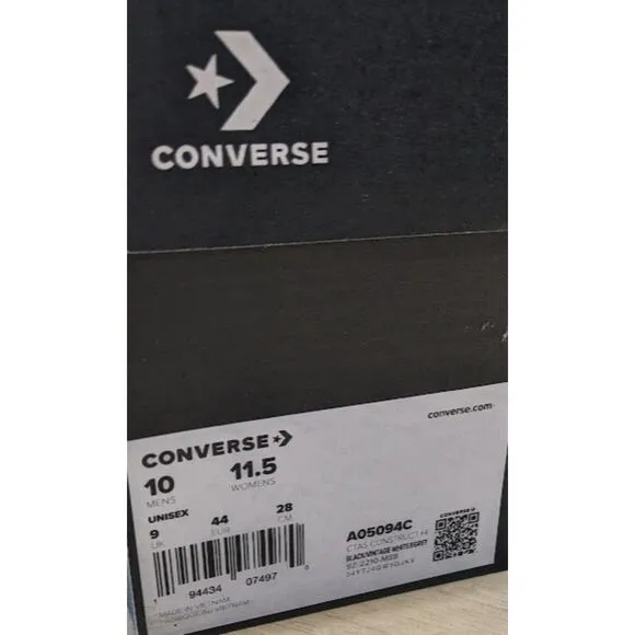 Converse Chuck Taylor All Star Construct Black &amp; White High Top Shoes M10 NIB