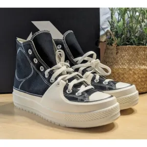 Converse Chuck Taylor All Star Construct Black &amp; White High Top Shoes M10 NIB