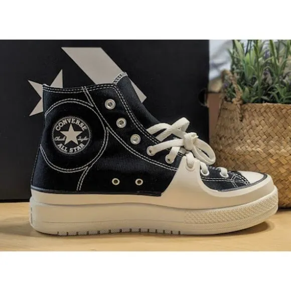 Converse Chuck Taylor All Star Construct Black &amp; White High Top Shoes M10 NIB