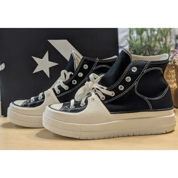 Converse Chuck Taylor All Star Construct Black &amp; White High Top Shoes M10 NIB