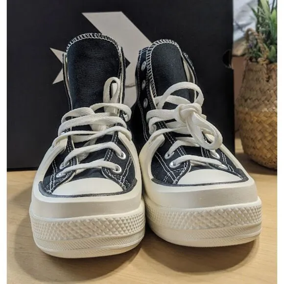 Converse Chuck Taylor All Star Construct Black &amp; White High Top Shoes M10 NIB