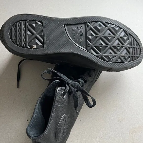 Converse Chuck Taylor All Star Leather High Top Shoes, Black Mono, 8.5M / 10.5W