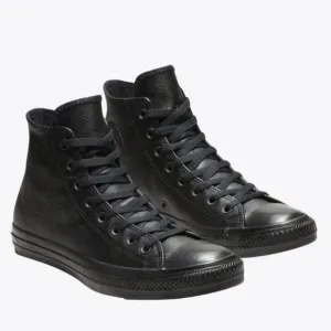 Converse Chuck Taylor All Star Leather High Top Shoes, Black Mono, 8.5M / 10.5W