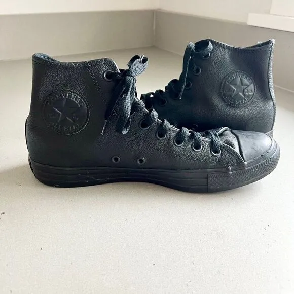Converse Chuck Taylor All Star Leather High Top Shoes, Black Mono, 8.5M / 10.5W