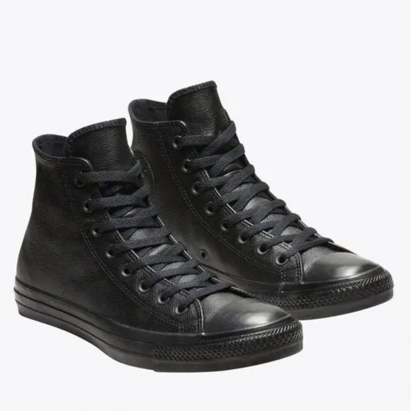 Converse Chuck Taylor All Star Leather High Top Shoes, Black Mono, 8.5M / 10.5W