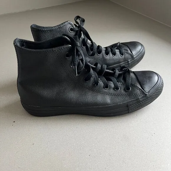 Converse Chuck Taylor All Star Leather High Top Shoes, Black Mono, 8.5M / 10.5W