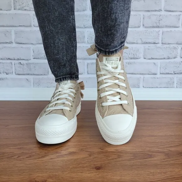 ⭐Converse Chuck Taylor All Star Lift Bow Women's Shoes Sz 8 Embroidered A10246C⭐