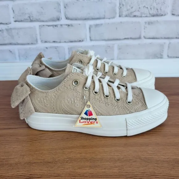 ⭐Converse Chuck Taylor All Star Lift Bow Women's Shoes Sz 8 Embroidered A10246C⭐