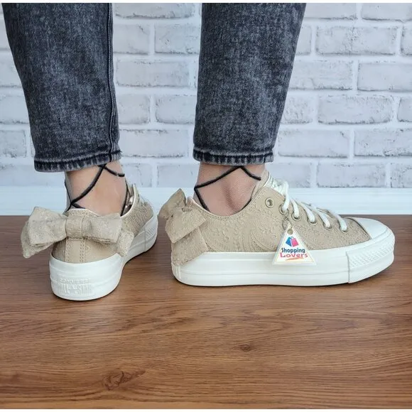 ⭐Converse Chuck Taylor All Star Lift Bow Women's Shoes Sz 8 Embroidered A10246C⭐