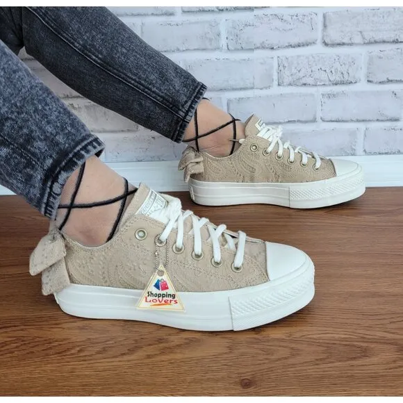 ⭐Converse Chuck Taylor All Star Lift Bow Women's Shoes Sz 8 Embroidered A10246C⭐