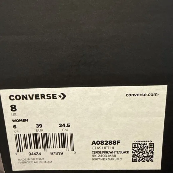 Converse Chuck Taylor All Star Lift Hi Platform Cerise Pink/White Sz W 8 A08822F