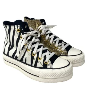 Converse Ctas Lift Platform Zebra Glitter Shoes Women Size Custom 570636C-WWZBYG