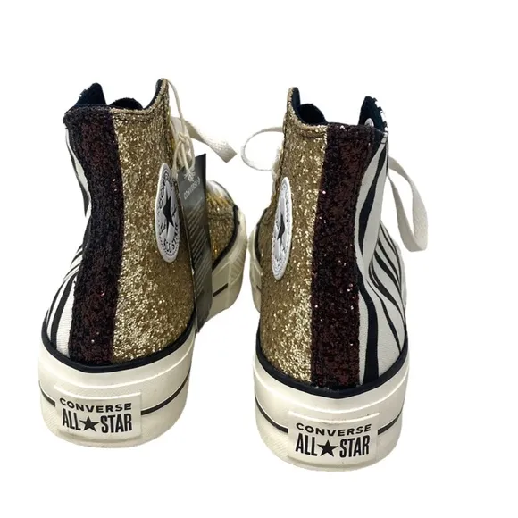 Converse Ctas Lift Platform Zebra Glitter Shoes Women Size Custom 570636C-WWZBYG