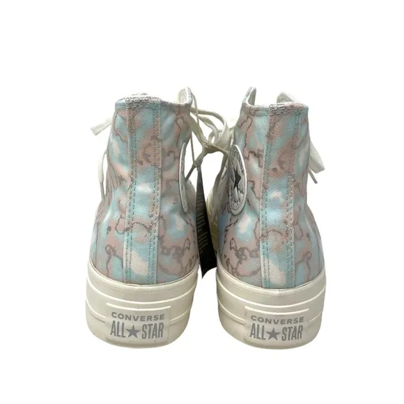 Converse CTAS Lift Shoes High Top Silver Blue Canvas Women Size Sneakers A02033C