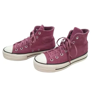 Converse CTAS Womans Lift Hi Platform Leather Suede Sneakers Shoes - Shadowberry