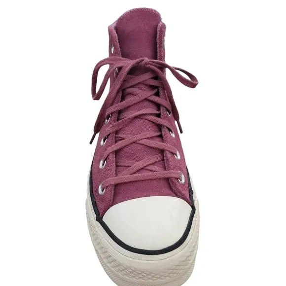 Converse CTAS Womans Lift Hi Platform Leather Suede Sneakers Shoes - Shadowberry