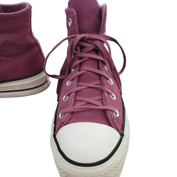 Converse CTAS Womans Lift Hi Platform Leather Suede Sneakers Shoes - Shadowberry