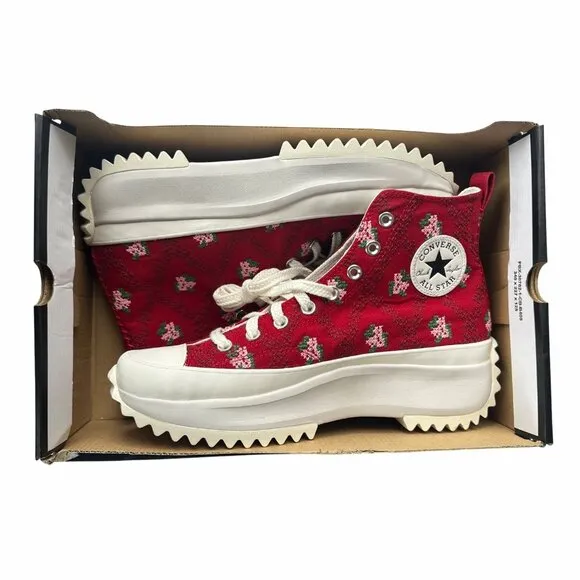⭐Converse Run Star Hike Platform 11.5 Women Shoes Embroidered Floral Red A14885C