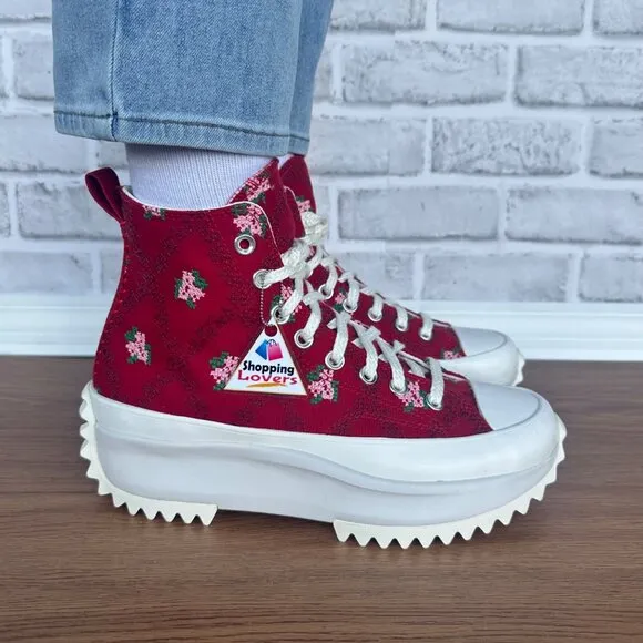 ⭐Converse Run Star Hike Platform 11.5 Women Shoes Embroidered Floral Red A14885C