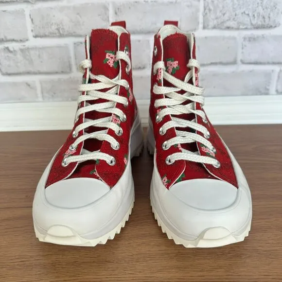 ⭐Converse Run Star Hike Platform 8.5 Men's Shoes Embroidered Floral Red A14885C