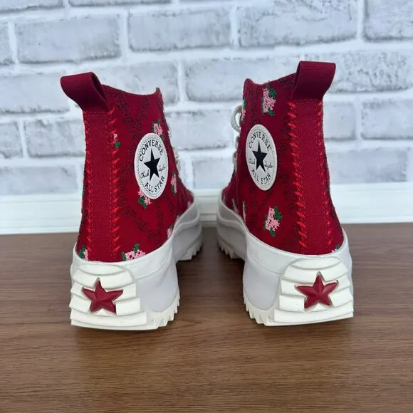⭐Converse Run Star Hike Platform 8.5 Men's Shoes Embroidered Floral Red A14885C
