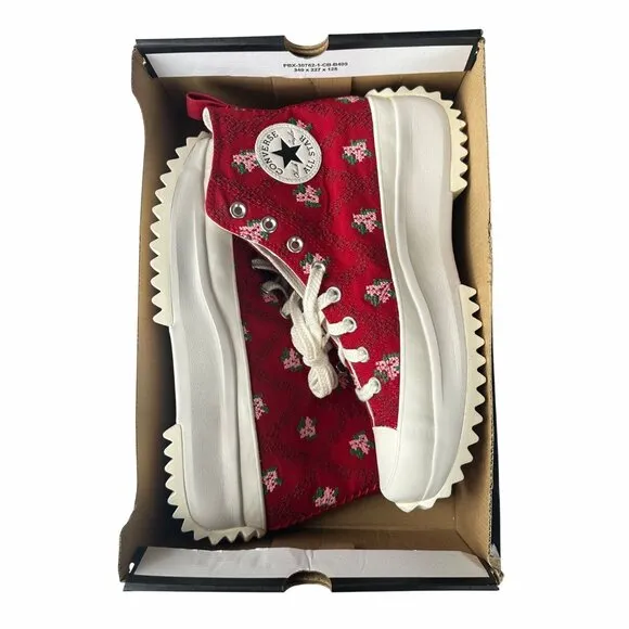 ⭐Converse Run Star Hike Platform Sz 10 Mens Shoes Embroidered Floral Red A14885C
