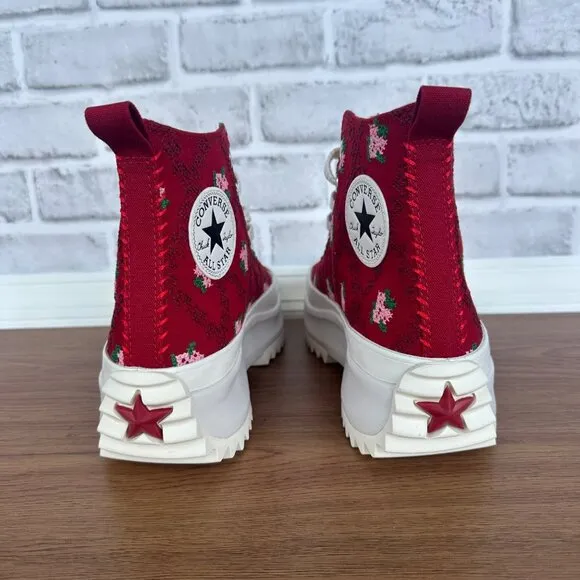 ⭐Converse Run Star Hike Platform Sz 10 Mens Shoes Embroidered Floral Red A14885C
