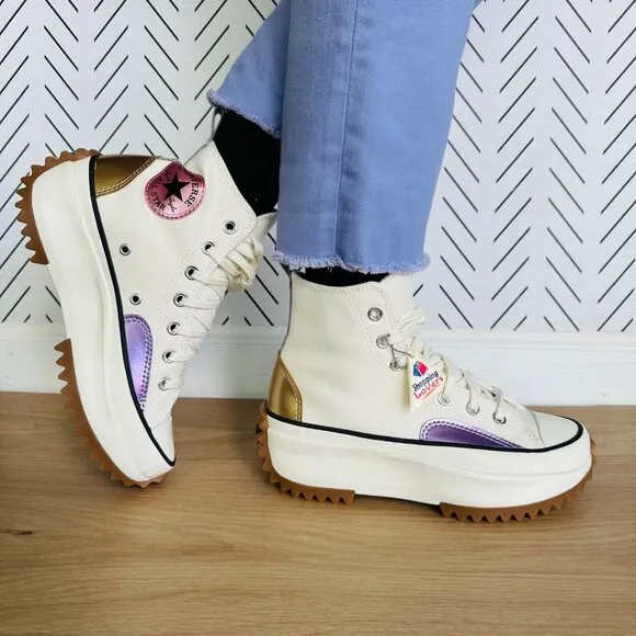 🤩Converse Run Star Hike Womens Shoes Sz 9 Platform Chrome Beige Chunky A09796C