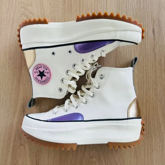 🤩Converse Run Star Hike Womens Shoes Sz 9 Platform Chrome Beige Chunky A09796C