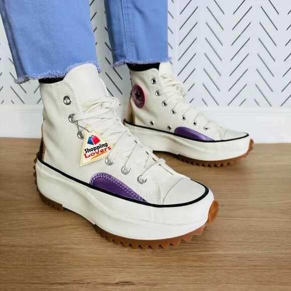 🤩Converse Run Star Hike Womens Shoes Sz 9 Platform Chrome Beige Chunky A09796C