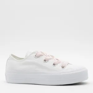 Converse Women's Chuck Taylor All Star Lift Platform Crochet Laces Shoes White 8