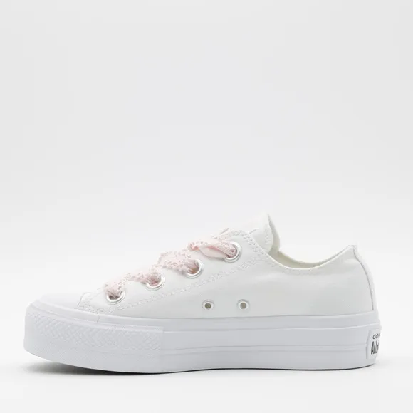 Converse Women's Chuck Taylor All Star Lift Platform Crochet Laces Shoes White 8