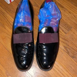 Cool BOW change plum brown Allen Edmonds black shoe tuxedo prom ballroom patent