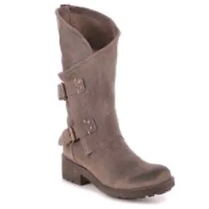 Coolway Alida Chunky Motto Boho Boots with Buckles  Light  Brown Suede…