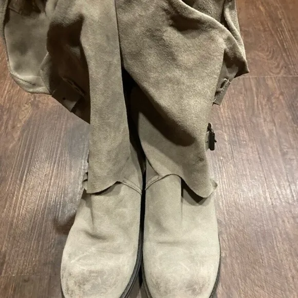 Coolway Alida Chunky Motto Boho Boots with Buckles  Light  Brown Suede…