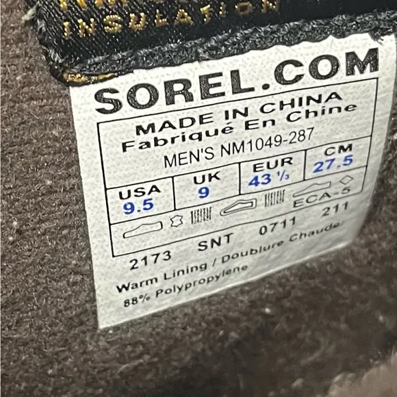 COPY - Sorel Men's Brown Winter Boots Waterproof leather Sz 9.5