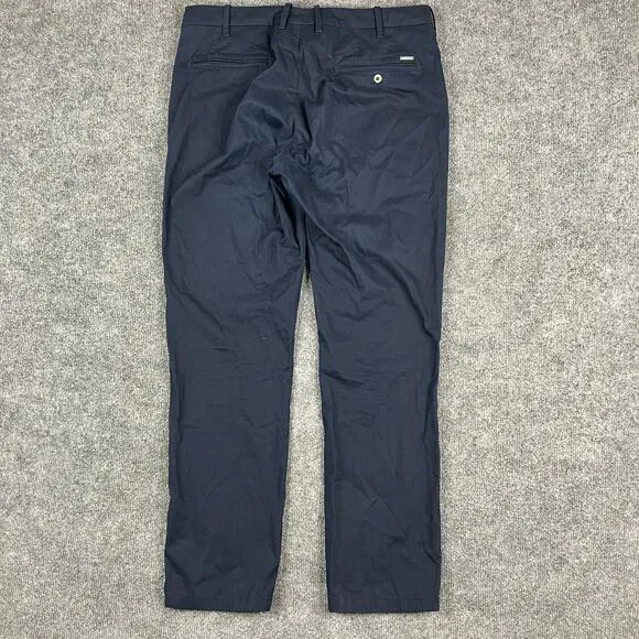 Corneliani Dress Pants Men's Size 52 Navy Slim Cotton Fit Formal Tailored Wash