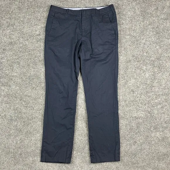 Corneliani Dress Pants Men's Size 52 Navy Slim Cotton Fit Formal Tailored Wash