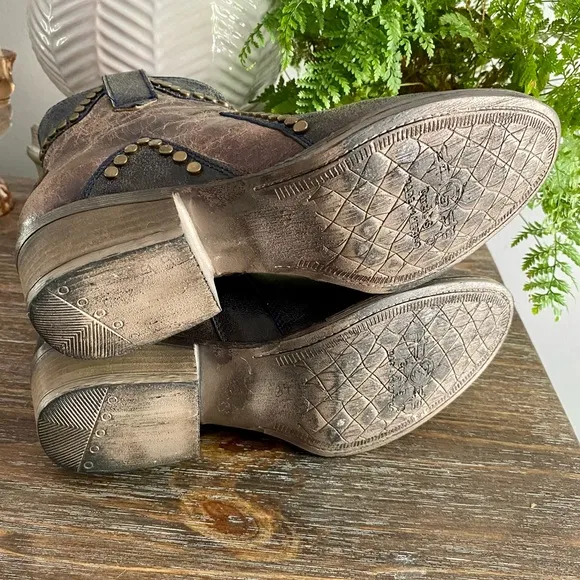 Corral Circle G Star Studded Boho Leather Western Ankle Boots Booties Women’s 8