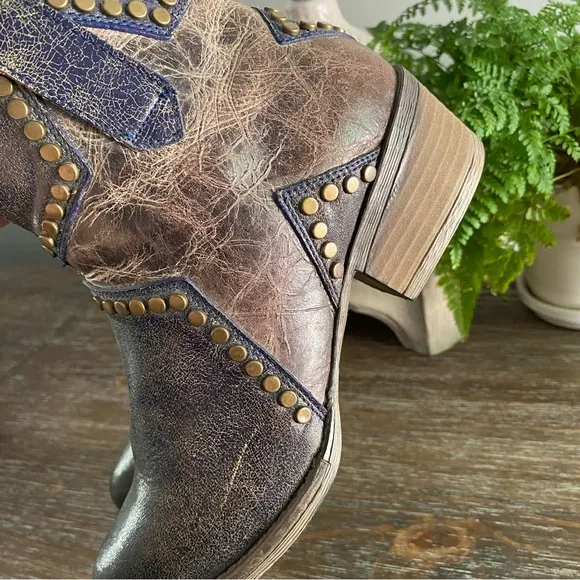 Corral Circle G Star Studded Boho Leather Western Ankle Boots Booties Women’s 8