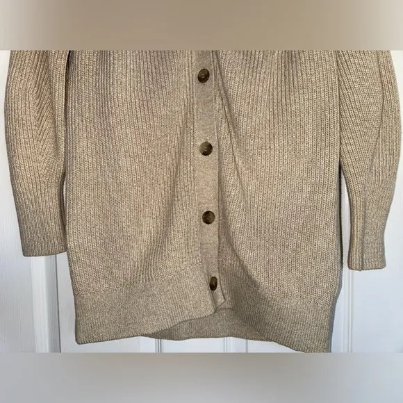 COS Chunky Jacquard Knit Ribbed Longline Dress Button Raglan Cardigan Sweater XS